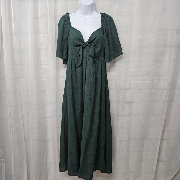 Ott Sage Green Maxi Dress Coquette Boho Cottagecore Prairie L - Picture 11 of 11